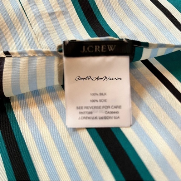 J.Crew teal/blue silk striped infinity scarf *shop@iamwarrior - Picture 11 of 12